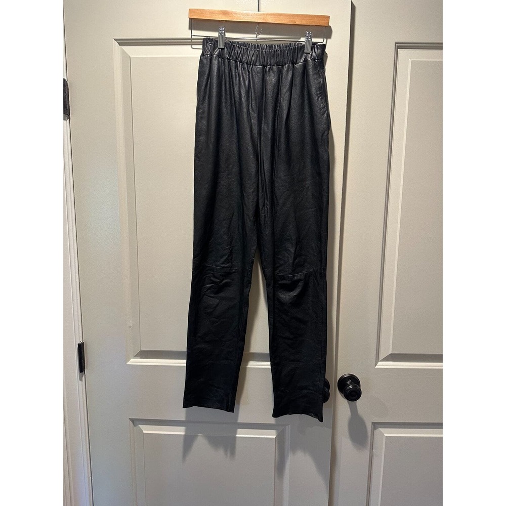 Pre-owned JOHN PATRICK ORGANIC Pull On Black Leather Pants SZ XS